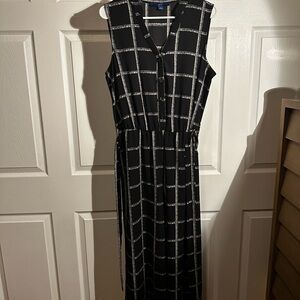 Chaps Black and White Plaid Sleeveless Dress
